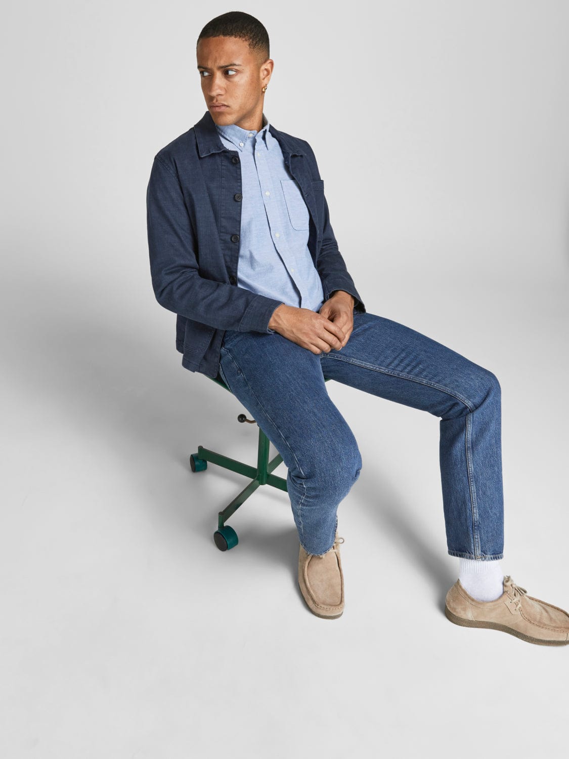 Camisa algodón orgánico con botones azul -JPRBLUBROOK